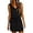 Black, variant on Women's Casual Sleeveless V Neck Tie Waist Mini Dress With Pockets Loose Fit Polyester Short Dress 1 Pc Sizes S-XXL