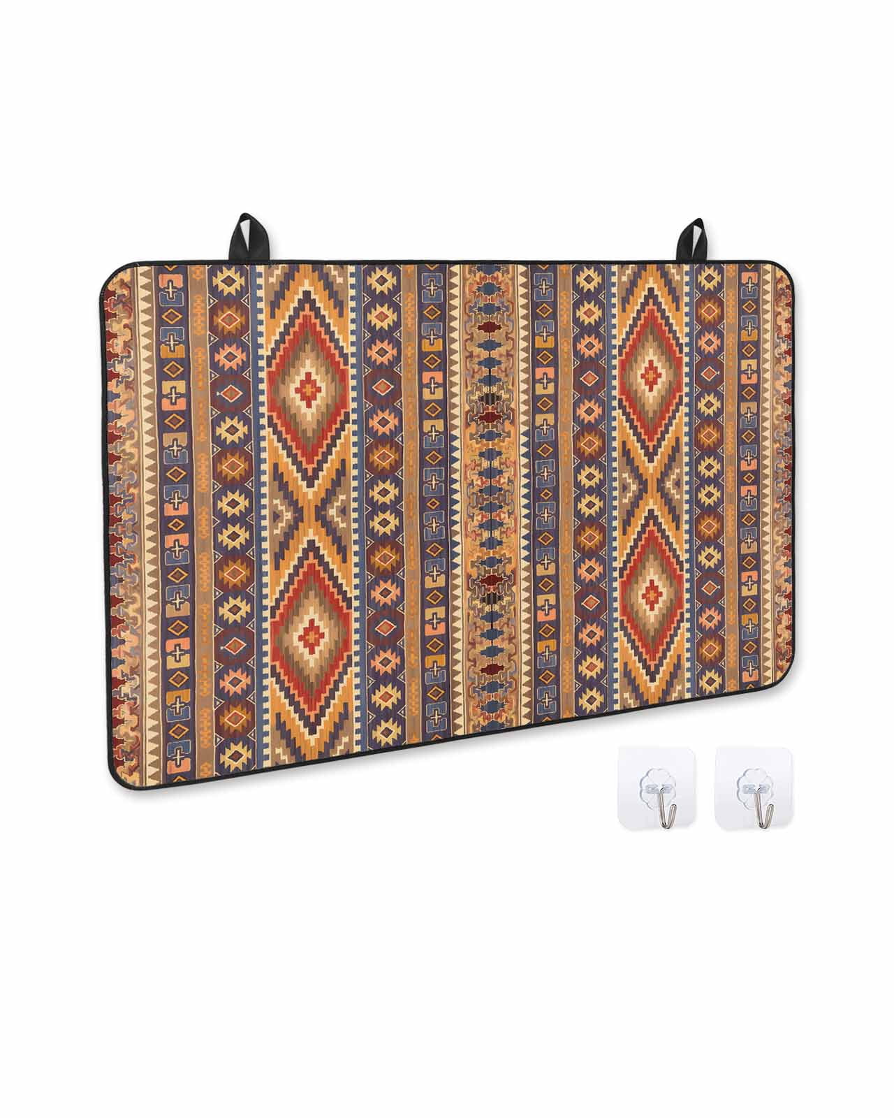 nqOlkjepod Large Induction Cooktop Protector Mat 24"x21", Southwest Boho Stove Top Covers for Electric Stove, Retro Farmhouse Abstract Geometric Striped Stove Burner Cover Mats Stove Cover