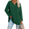 thumbnail image 2 of LYXSSBYX Women Long Sleeve Dress Women Casual Solid Long Sleeve Shoulder Drop V-Neck T-Shirt Blouse, 2 of 5