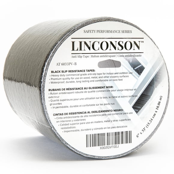 LINCONSON Black Slip Resistant Stairs Tread & Grip Tape 6 INCH X 33 FEET Anti Slip Adhesive ROLL Premium Grade