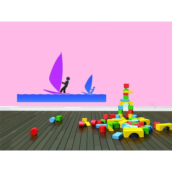 Design With Vinyl Artwork Wind Surfing Ocean Fun Wall Decal for Children - Themed Decal - Size: 23 In x 30 In