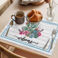 thumbnail image 3 of Welcome Placemats Set&nbsp;of&nbsp;8 Summer Cactus Succulents Arrow Country Grey Wood Grain Heat Insulation Washable Place Mats, Non-Slip Table Mats for Dining Table Party Kitchen Decor,13x19 Inch, 3 of 9