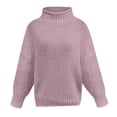 thumbnail image 5 of Ladies Fashion Sweater Solid Color High Neck Slim Fit Knit Sweater, Versatile and Warm, Ideal for Layering and Daily Casual Use,Light Purple,XL, 5 of 6