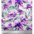 thumbnail image 1 of Soimoi Purple Poly Georgette Fabric Leaves & Floral Print Fabric by The Yard 42 Inch Wide, 1 of 1