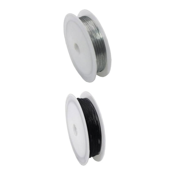 2 rollos de alambre de hierro resistente al deslustre de 2 colores para manualidades de joyería y abalorios Negro Argenta