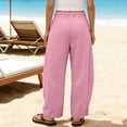 thumbnail image 3 of Vrorvz Cotton Linen Pants for Womens Drawstring Elastic Waisted Pants Casual Loose Wide Leg Trousers with Pockets, 3 of 5