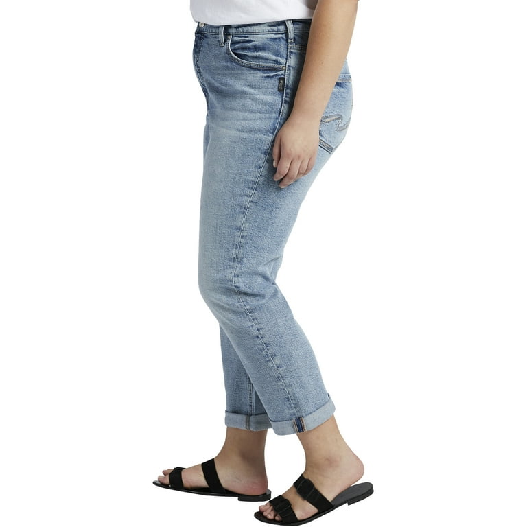 Silver Jeans Co. Women's Plus Size '90s Boyfriend High Rise Slim Leg Jeans Waist sizes 12-24