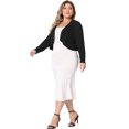 thumbnail image 3 of Unique Bargains Women Plus Size Long Sleeve Elegant Cropped Cardigans Shrugs Bolero 1X Black, 3 of 6