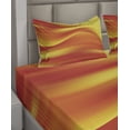 thumbnail image 4 of Ambesonne Orange Fitted & Top Sheet Set with Shams, Abstract Digital Waves, Burnt Orange, 4 of 5