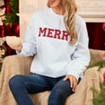 thumbnail image 3 of Merry Christmas Sweatshirts for Women Merry Letter Print Sweatshirts Xmas Holiday Party Shirts Oversized Pullover Sweater Tops, 3 of 7