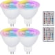 thumbnail image 1 of Pack of 4 MR16 3W Color Changing GU5.3 LED Bulbs, AC/DC 220V, Dimmable RGB + Warm White 3000K, with Remote Control Reflector, 1 of 5
