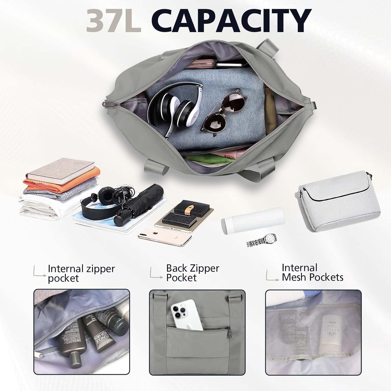 Travel Duffle Bag, Waterproof Weekender Bag Carry On Tote Bags for Women, Duffel Bag Sport Gym Bag for Men, Hospital Bag for Labor and Delivery, Overnight Bag Luggage Bag with Trolley Sleeve