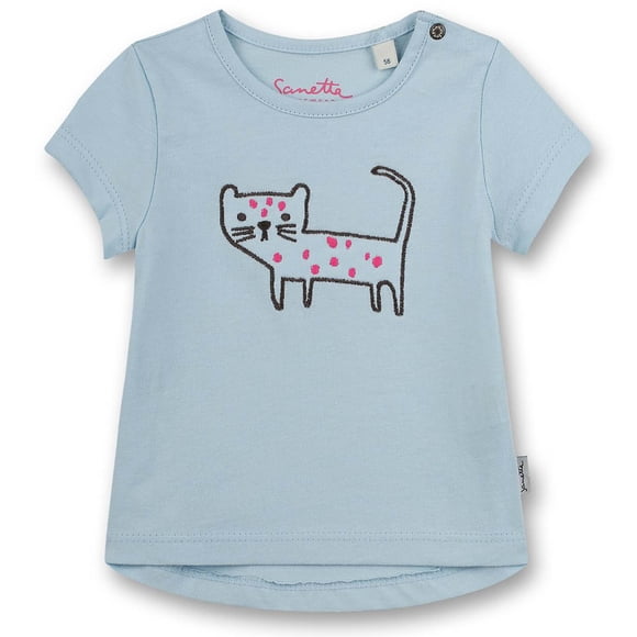 Sanetta Camiseta niñas - Bebé, Manga corta, Cuello redondo, Botón a presión, Bordado, 56-92 Azul 68