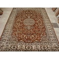 thumbnail image 2 of AHMEDANI Tapis Exclusif Orange Brûlé Rouille Floral Noué à la Main Laine Soie (9 x 6)', 2 of 9