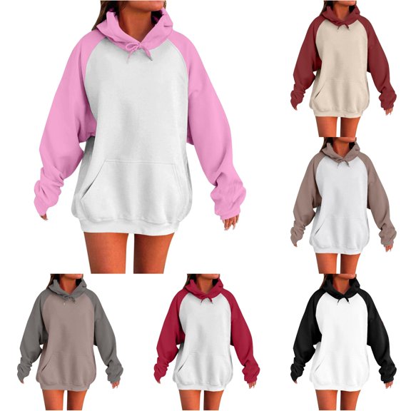 Yuhangmm Women's Sweatshirts Oversized Hoodies for Women Pullover Fall Sweatshirts Fashion Outfits Clothes with Cozy Warm Material and Relaxed Fit Pink XXL