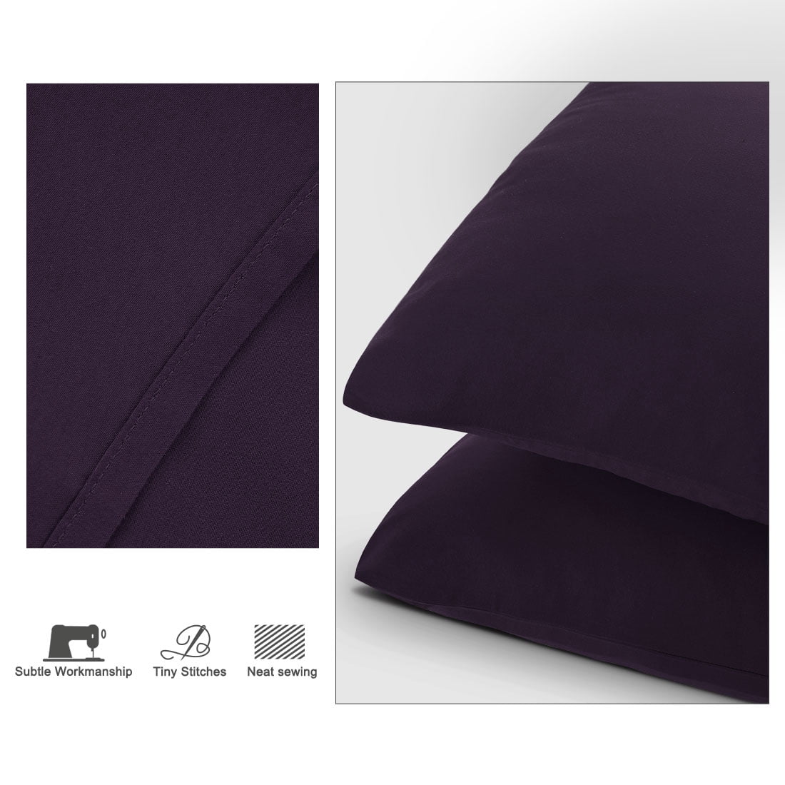 Unique Bargains 4-Pack Solid Microfiber Pillowcases Purple Queen(20"x30")