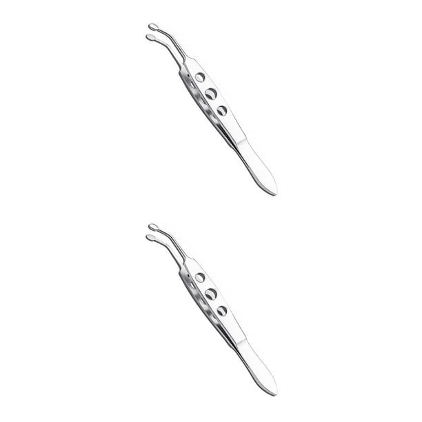 Vogacara Pinzas para párpados Clips de limpieza para masaje de ojos Herramientas faciales con mango antideslizante Cosméticos Salón Cuidado Punta cuadrada pequeña 2piezas