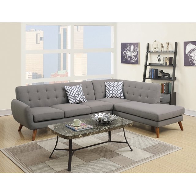 Modern Contemporary Polyfiber Fabric Sectional Sofa, Grey