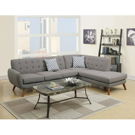 Modern Contemporary Polyfiber Fabric Sectional Sofa Grey