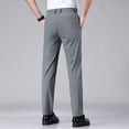 thumbnail image 3 of Gyexs Mens Chinos Pants Classic Fit Classic Fit Straight Leg Business Casual Slacks Beach Summer Lightweight Trousers Formal Clothing Grey, Szie 30, 3 of 5