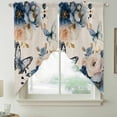 thumbnail image 2 of Vintage Blue Floral Swag Valances for Windows, Kitchen Window Curtains Over Sink, Butterflies Watercolor Flower Linen Window Treatment Curtains for Living Room/Bedroom Curtains 2 Panel Sets 36"x45", 2 of 8