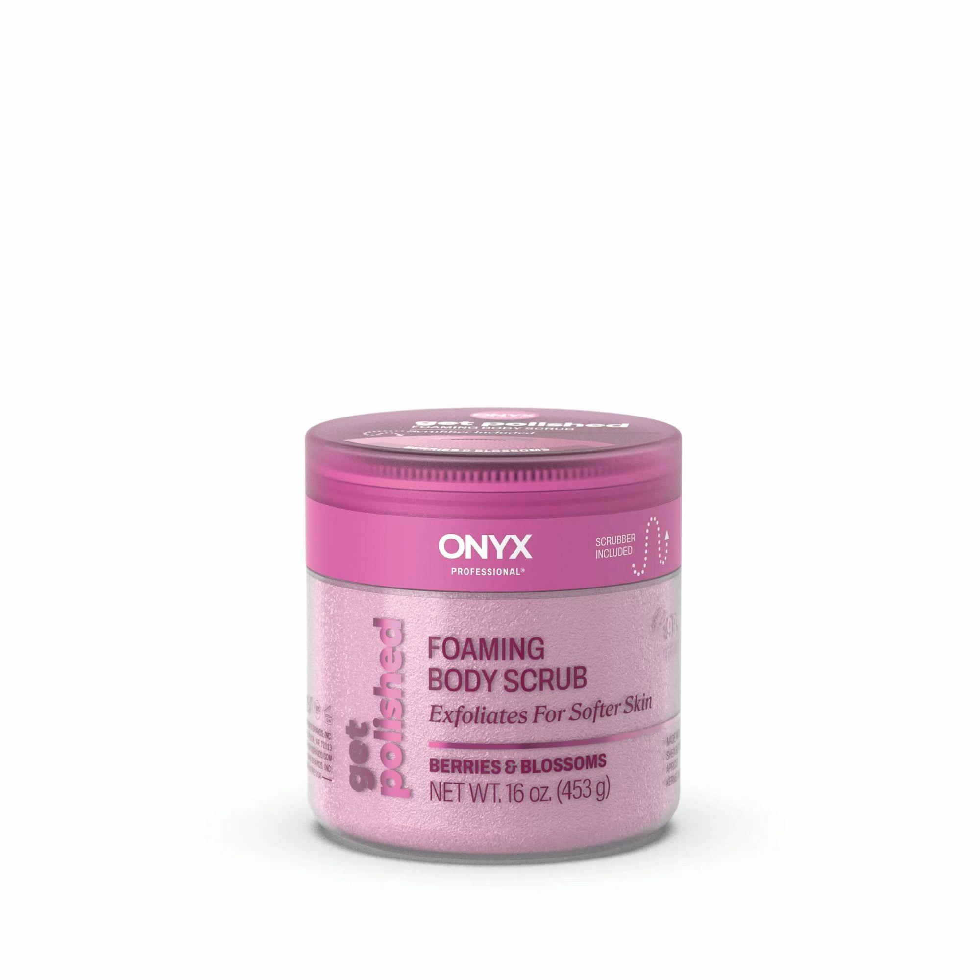 Onyx Professional Get Polished Foaming Shea Butter Body Scrub, Berries and Blossoms, 16 oz