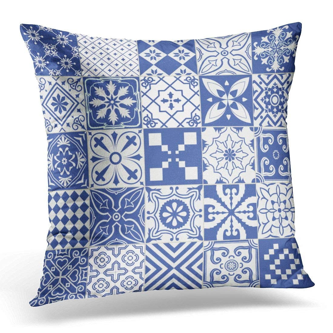 Blue geometric pillow outlet