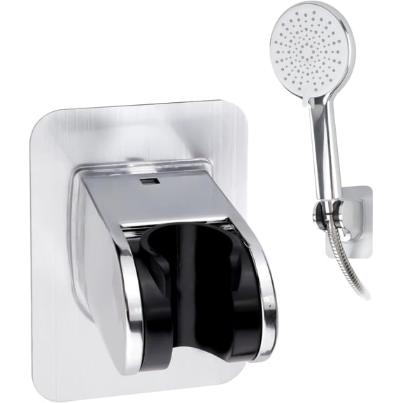 Shower Head Holder with Strong Adhesive, Waterproof Wall Mount Bracket Adjustable Handheld Shower Wand Holder, No Drilling Shower Hose Holder Better Than Suction Cups for Shower Bathroom