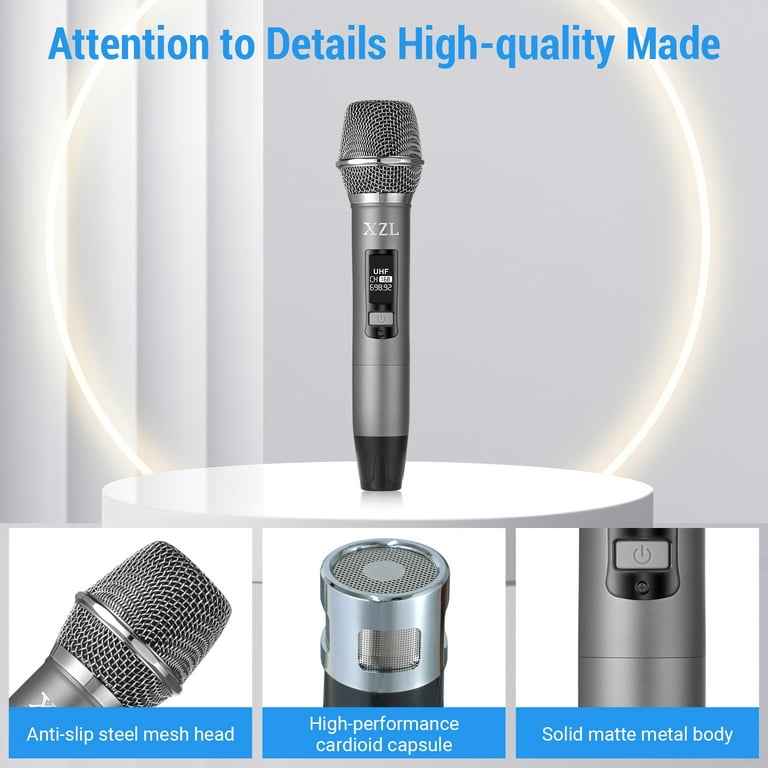 UHF WIRELESS MICROPHONE ワイヤレスマイクセット Amazon.com: ZERFUN Rechargeable Wireless Microphone System 4