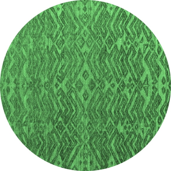Ahgly Company Indoor Round Abstract Emerald Green Modern Area Rugs, 5' Round