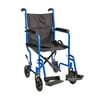 Healthline Trading 19" Lightweight Transport Wheelchair W/swingaway Legrests and Seat Belt, Blue