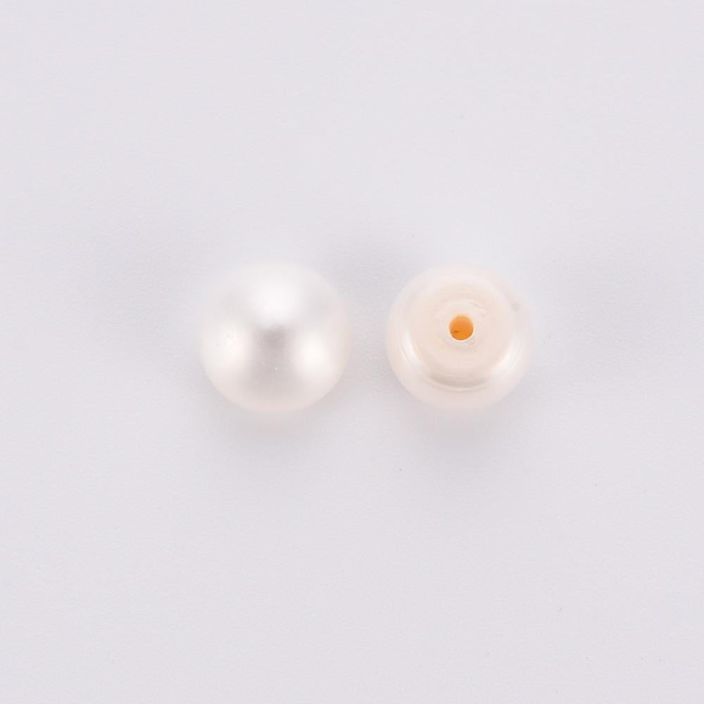 Natural Cultured Freshwater Pearl Beads Grade 3A Half Drilled Rondelle Floral White 7~8x6mm Hole: 0.8mm about 66pcs/board DIY