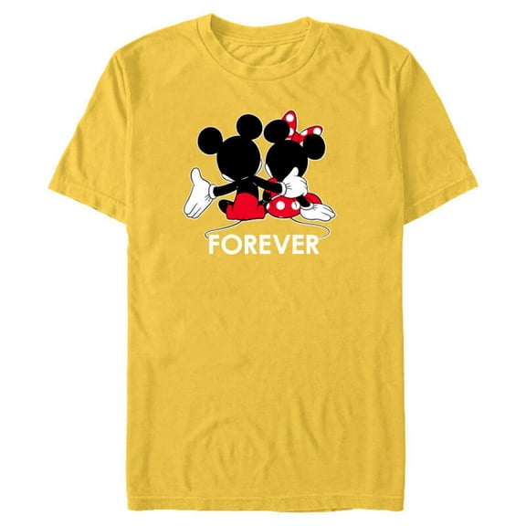Disney Mickey and Minnie Mouse Silhouettes Forever - Short Sleeve Blended T-Shirt for Adults -Customized-Yellow