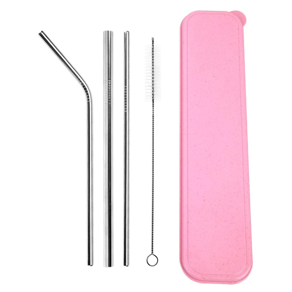 5pcs Stainless Steel Metal Reusable Cocktail Drinking Straws Wide Straw 