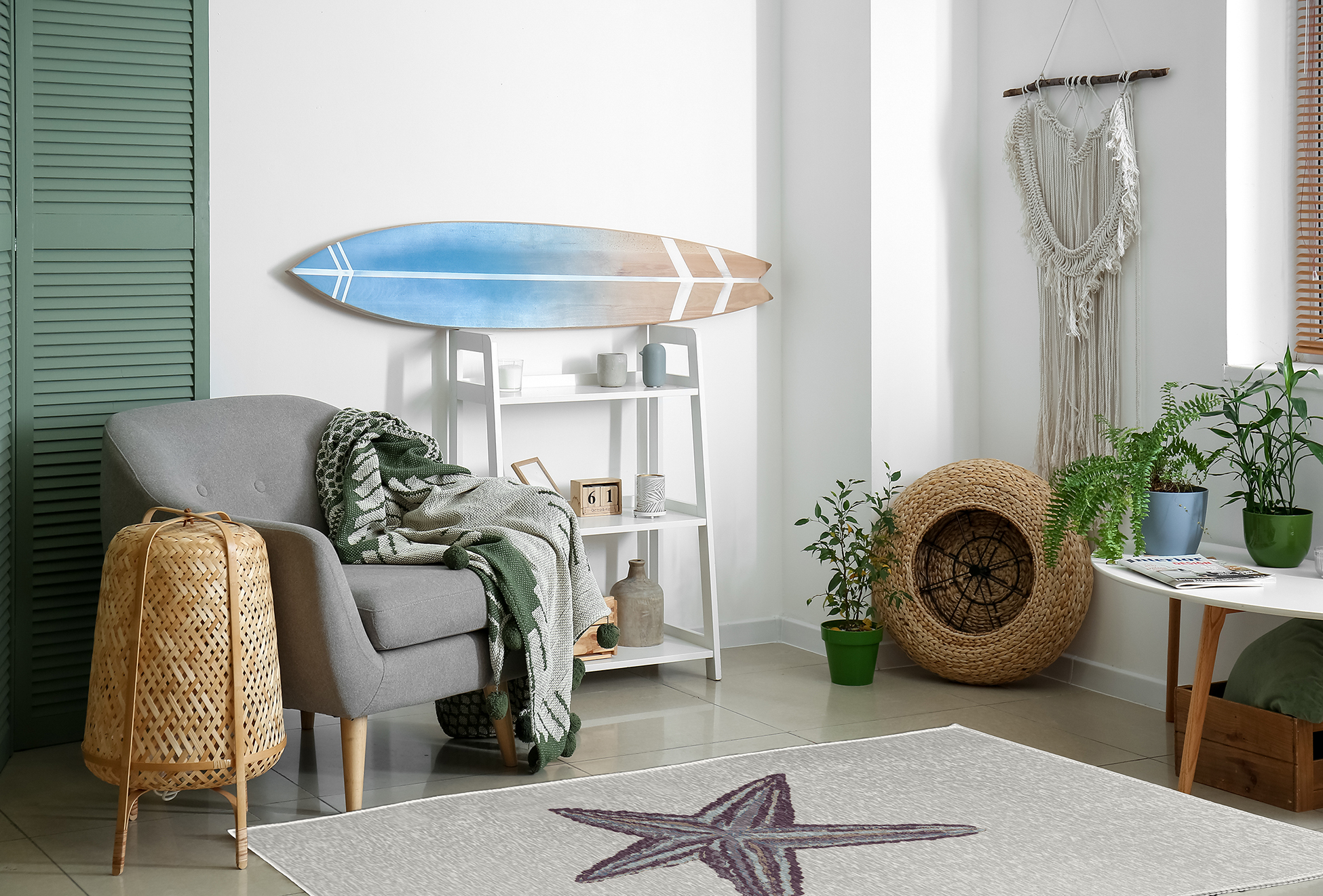 Simply Daisy 4' x 6' Starfish Nautical Chenille Rug, Dusty Purple