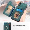 thumbnail image 2 of Nalacover For iPhone XR Case Ring Holder Kickstand with Credit Card Holder, Back Flip Premium Leather Magnetic Clasp Removable Wirst Hand Strap Cover For iPhone XR, Green, 2 of 14