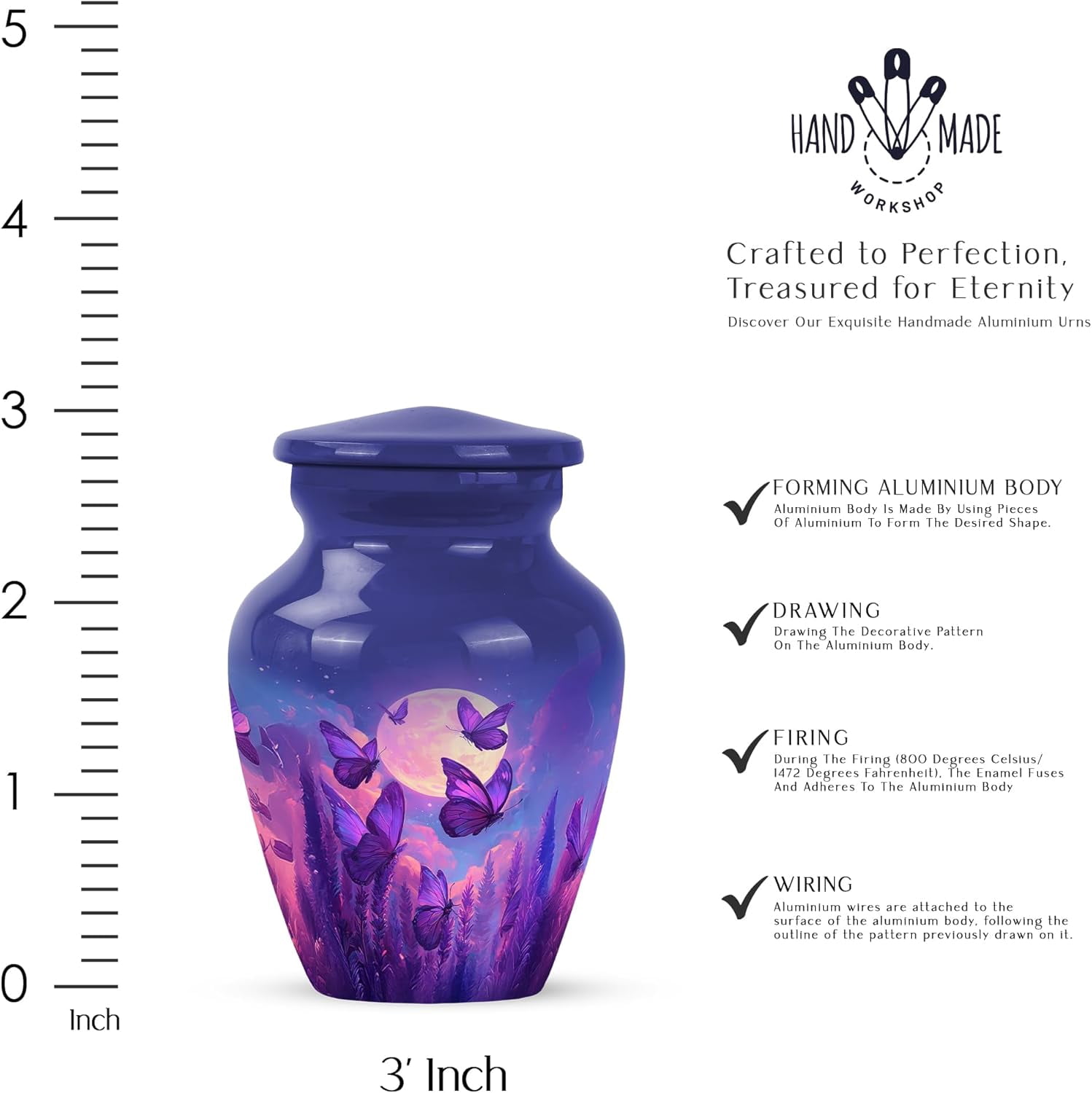 Purple Butterfly Cremation Urn for Ashes Adult Male - Small Keepsake Urns for Human Ashes - Urns for Ashes Adult Male - Size 3 Inch Pack of 4