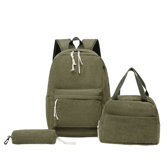 Corduroy Bookbag For Teen Girls, Cute With Lunch Bag And Pencil Pouch, Elementary High School Lightweight Laptop Bags, Women Work Travel Daypacks