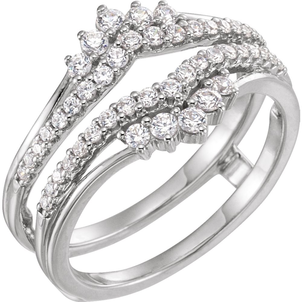 Diamond2Deal Platinum Platinum 1/2 CTW Diamond Guard Ring Size 7 for