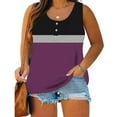 thumbnail image 2 of JGGSPWM Plus Size Tank Tops for Women Summer Sleeveless Henley Casual Button Down Tunics T Shirts Purple L, 2 of 5