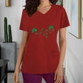thumbnail image 2 of BiZtdJrK Luck Clover Shirts for Women 2025 St Patrick's Day Short Sleeve Irish Shirts Loose Fit V-Neck Scrubs Tops with Pockets Red L, 2 of 7