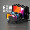 thumbnail image 6 of Unitek USB Charging Station, 10 USB Fast Ports Charge Docking Station and Adjustable Dividers, Multi Device Charger Organizer, 6 of 7