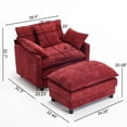 thumbnail image 6 of Accent Chair with Ottoman, Modern Lounge Club Chair, Chenille Upholstered Armchair with Footrest, Comfy Reading Chair for Living Room Bedroom Small Space, Wine Red, 6 of 13