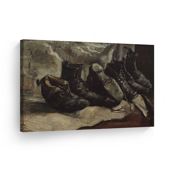 Smile Art Design Vincent Van Gogh Three Pair of Shoes Canvas Wall Art Print Artwork Classic Modern Art Living Room Bedroom Decor Ready to Hang Made in the USA - 8x12