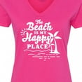 thumbnail image 4 of Inktastic The Beach is My Happy Place with Palm Trees Women's V-Neck T-Shirt, 4 of 5
