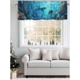 thumbnail image 5 of Ocean Seabed Curtain Valances for Windows, Summer Blue Retro Coastal Coral Kitchen Valance Window Treatment, Light Filtering Block Curtains for Bathroom/Bedroom/Living Room 54'' x 18'', 5 of 9