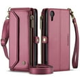 thumbnail image 2 of ShellTech Crossbody Wallet Women Men Bag Case for iPhone XR,Magnetic Leather Flip Case RFID Blocking 10-Card Holder Zipper Bills Slot Cash Pocket Stand Cover with Shoulder Wrist Strap,Winered, 2 of 9