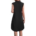 thumbnail image 5 of Vestido elegante de lino con cuello en V para mujer: botones en la parte delantera, abertura, corte en A, mezcla transpirable, primavera/verano, 5 of 5