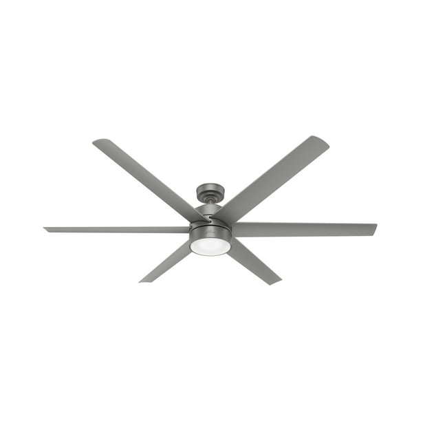 Hunter Fan 72 Solaria Outdoor Matte Silver Ceiling With Led Light And Handheld Remote Com - Rustic Ceiling Fans With Lights Menards