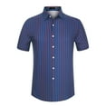 thumbnail image 1 of Unique Bargains Chemises à Manches Courtes à Rayures Verticales pour Homme Bleu TG, 1 of 6